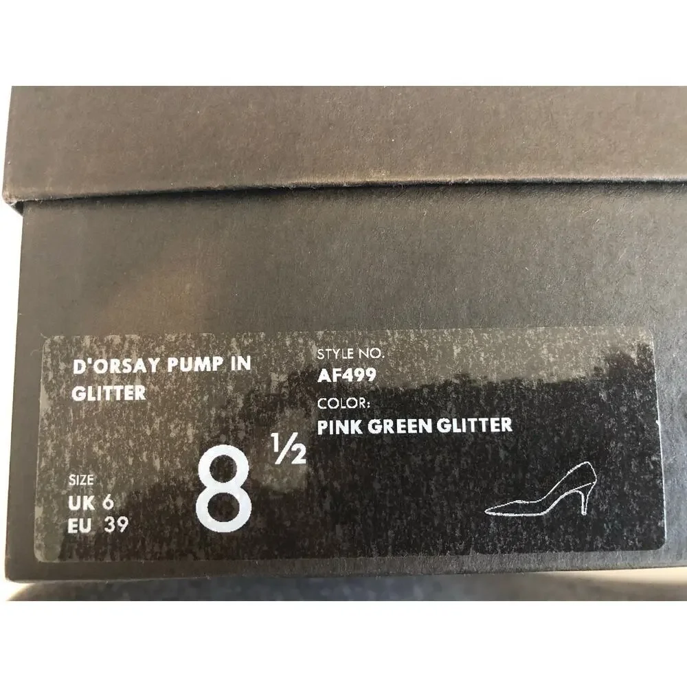 Jcrew D'Orsay Pump Glitter Size 8.5 Pink Green Holographic Wedding Formal Fairy